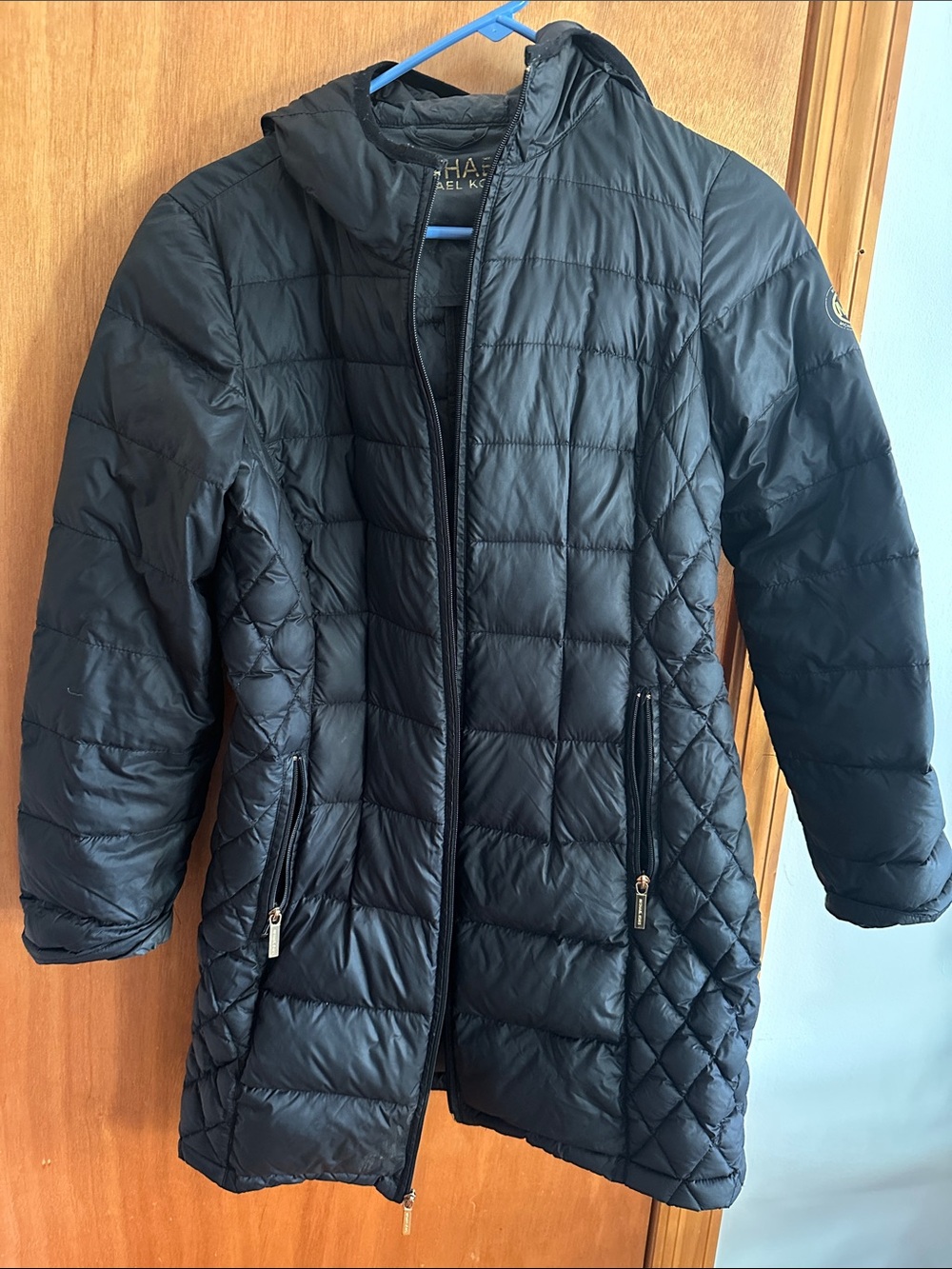 Michael Kors Black Quilted lightweight Hooded Puffer Coat